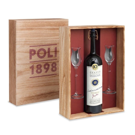 poli grappa sassicaia 2 bicchieri gift box-enoteca san lorenzo riccione